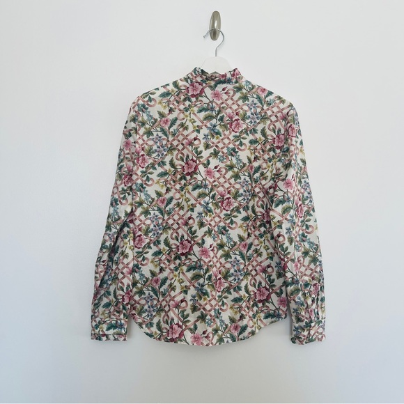 Mirto 1956 Liberty Floral Print Button Front Shirt White Long Sleeve Size M - Picture 8 of 8